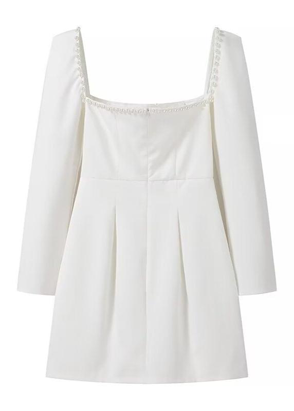 Pearl-Trim Square Neck Mini Dress - View 6