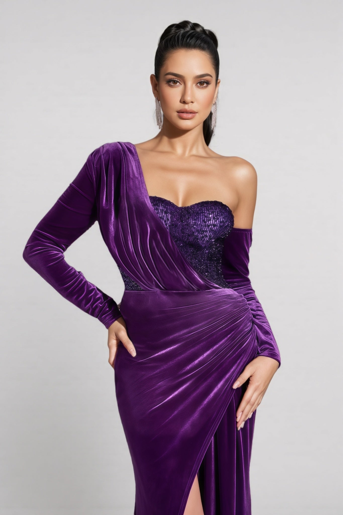 Lopez Purple Sequin Maxi Dress - View 4