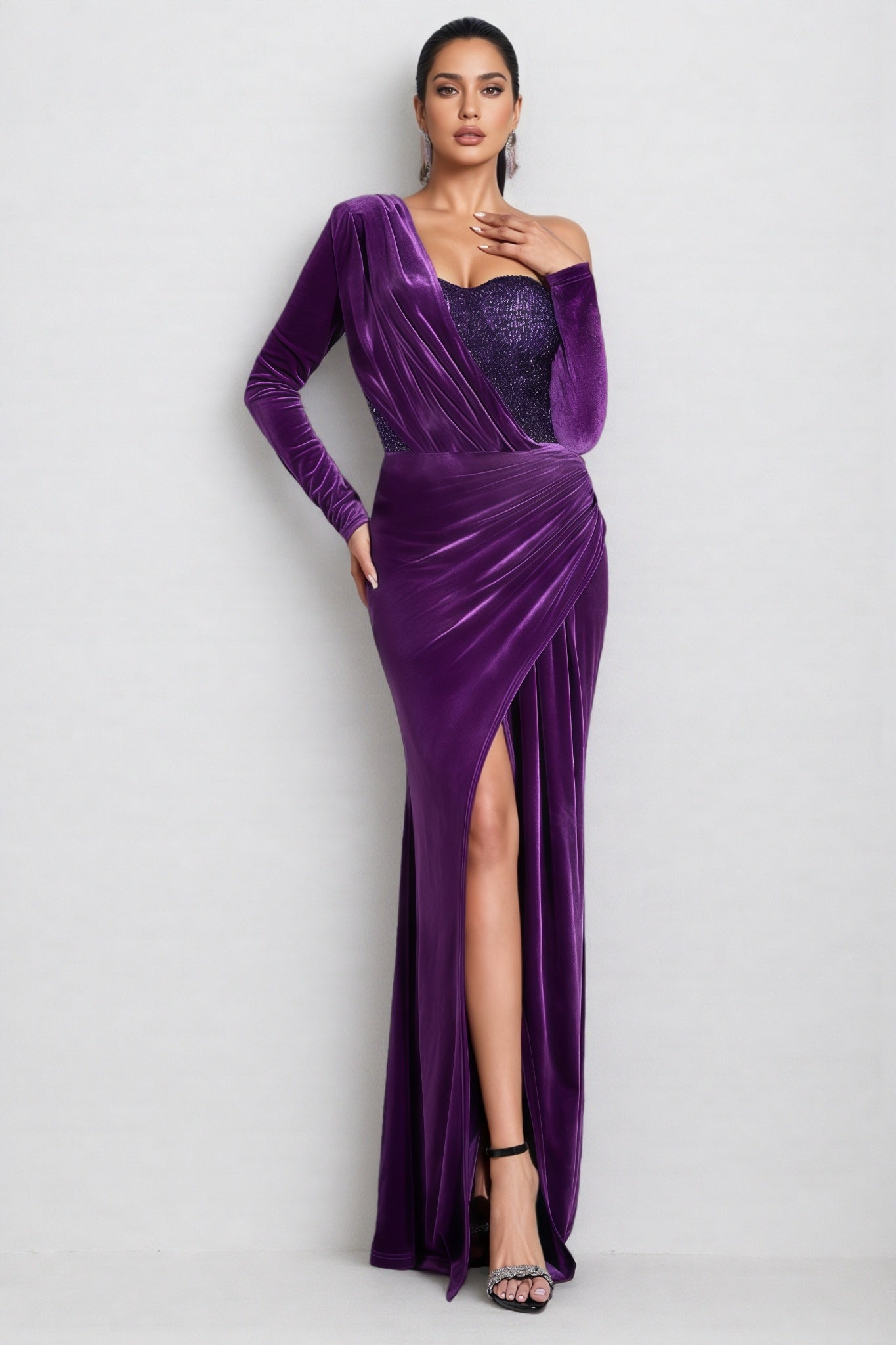 Lopez Purple Sequin Maxi Dress - View 3
