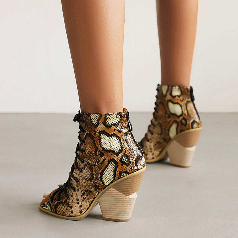 Front Lace-up Shaped Hell Sandals