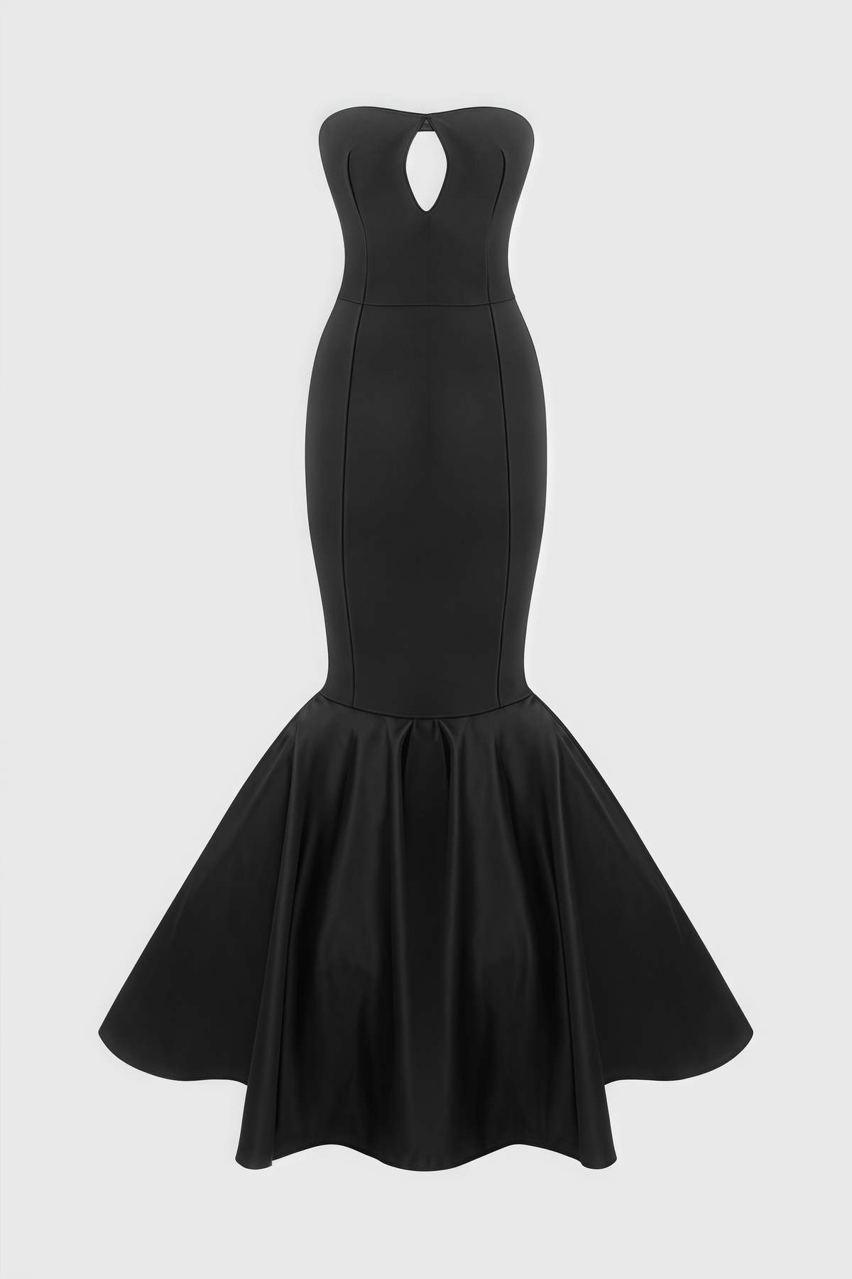 Strapless Keyhole Cut Out Mermaid Train Maxi Gown 4
