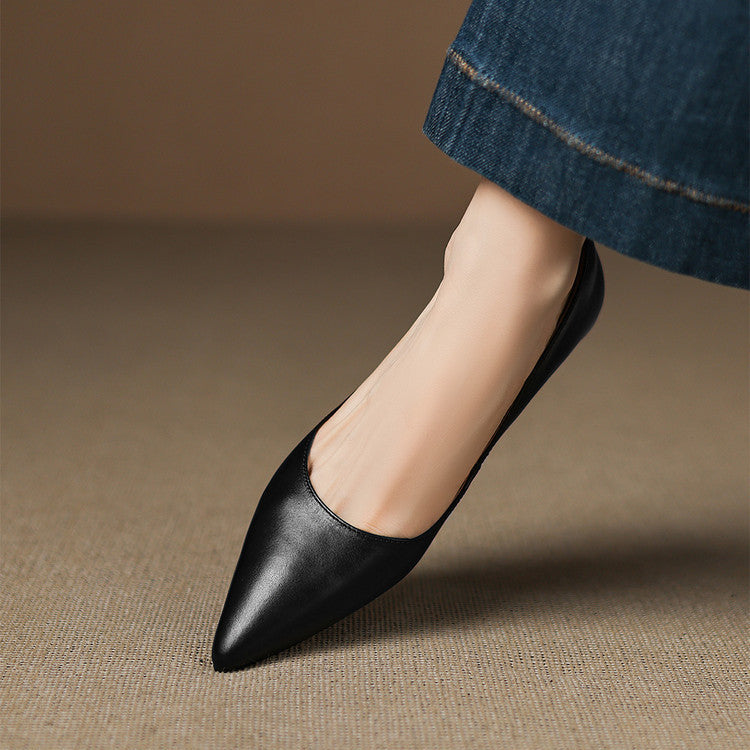Pointed Toe Slip On Low Wedge Flats