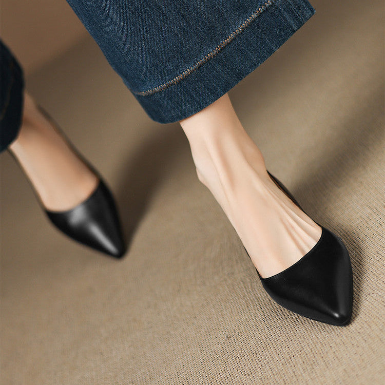 Pointed Toe Slip On Low Wedge Flats