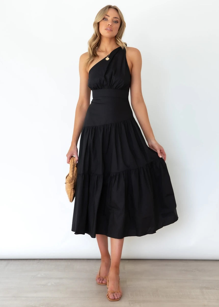 Fall In Love One Shoulder Maxi Dress Black