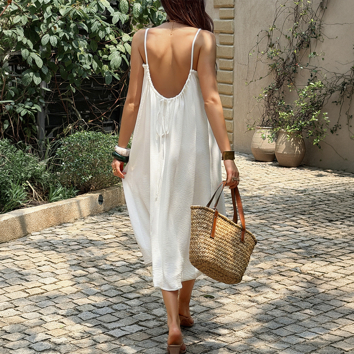 Textured Spaghetti Strap Scoop Neck Relaxed Maxi Dress 4