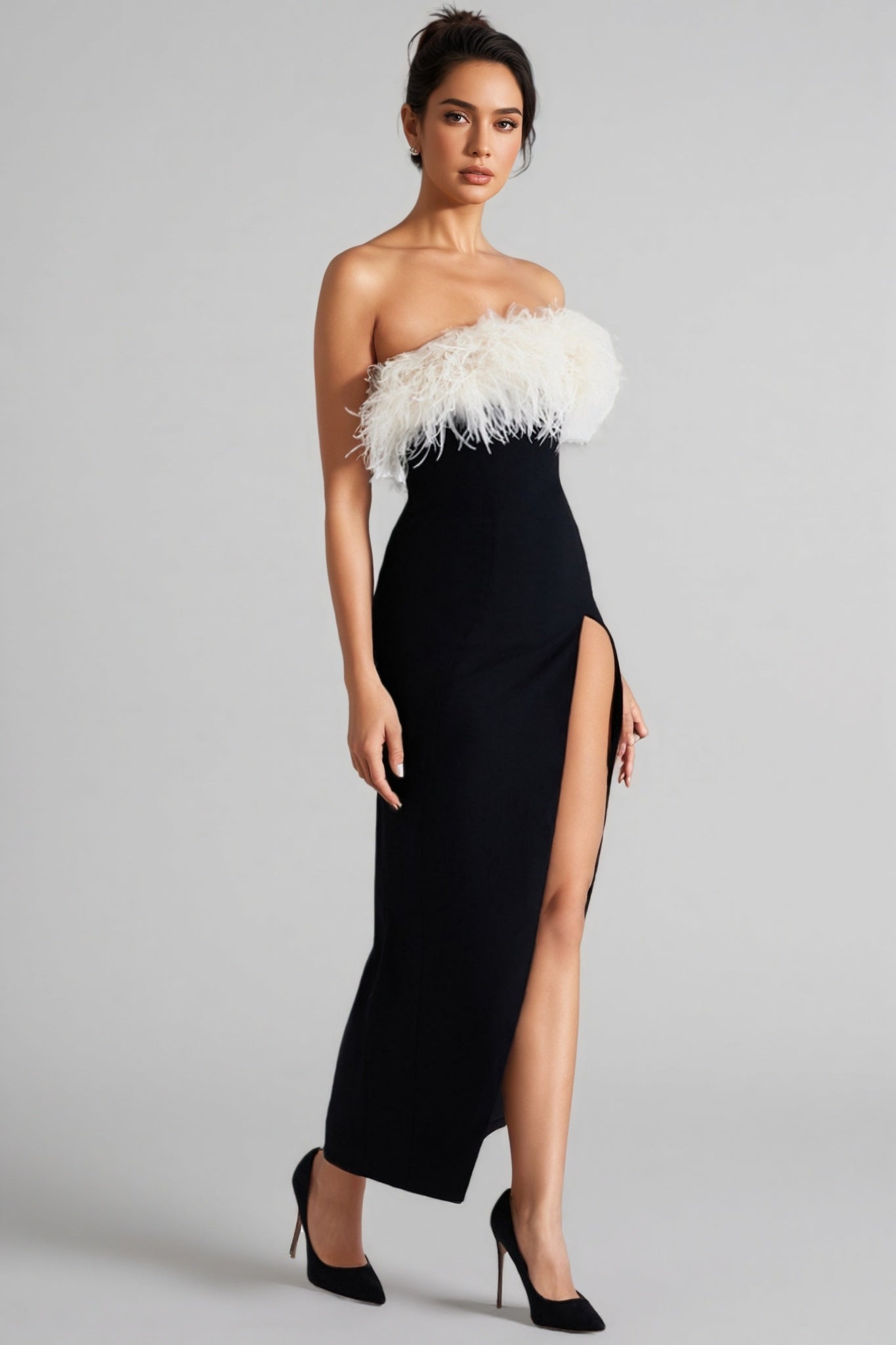 Ellery Feather High Slit Midi Dress - View 3