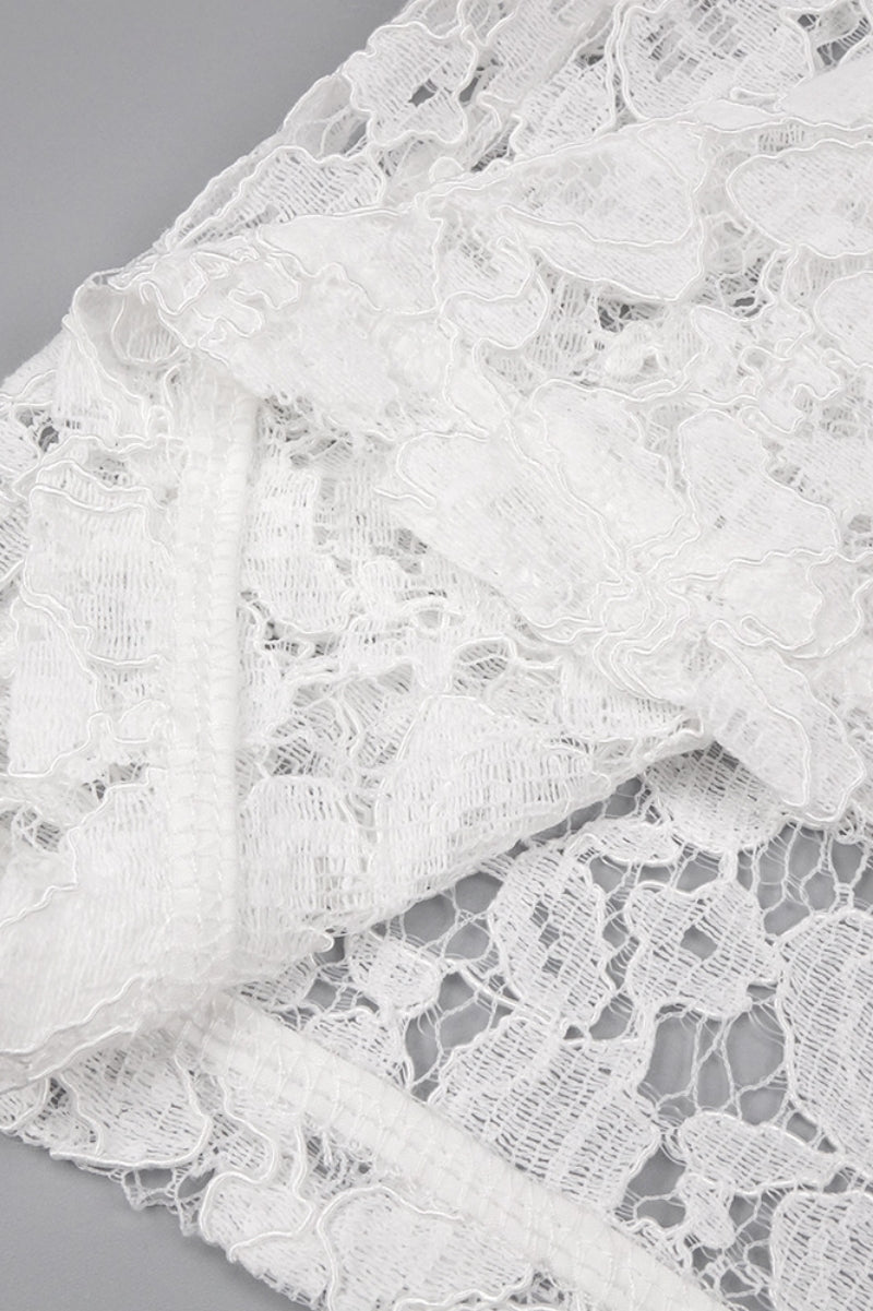 Davina White Lace Floral Maxi Dress - View 8