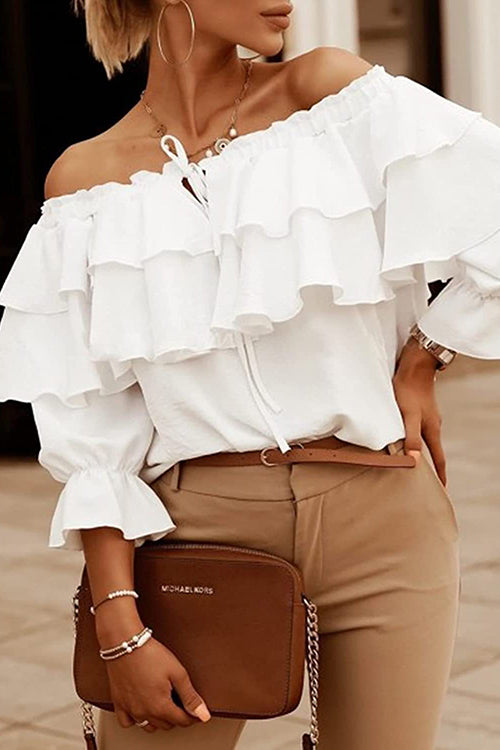 Off The Shoulder Tunic With Double Frill
