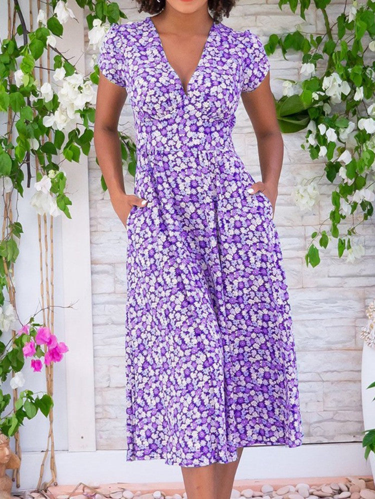 Gianna | Button-Front Midi Dress Purple