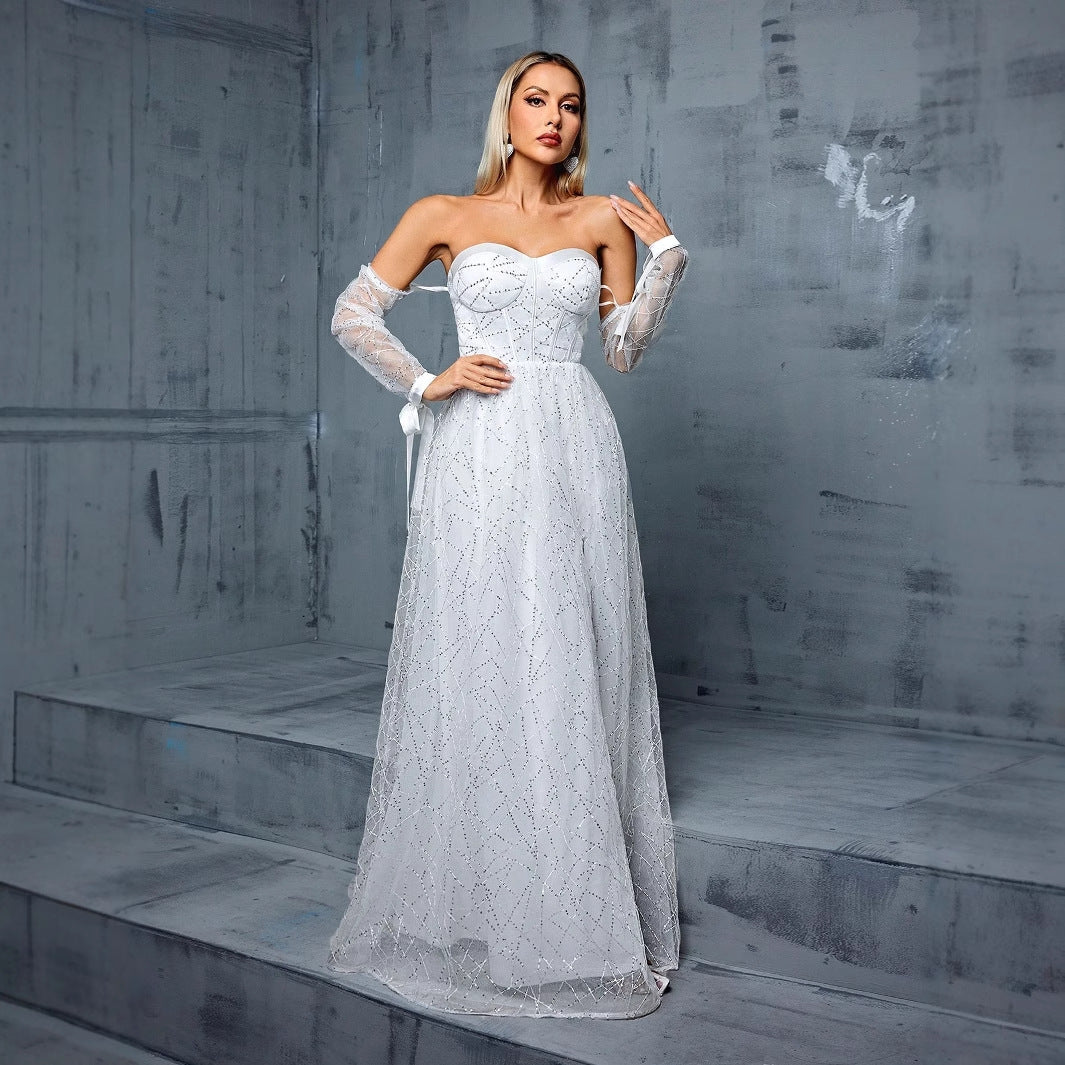 Off Shoulder Backless Mini Dress Wedding