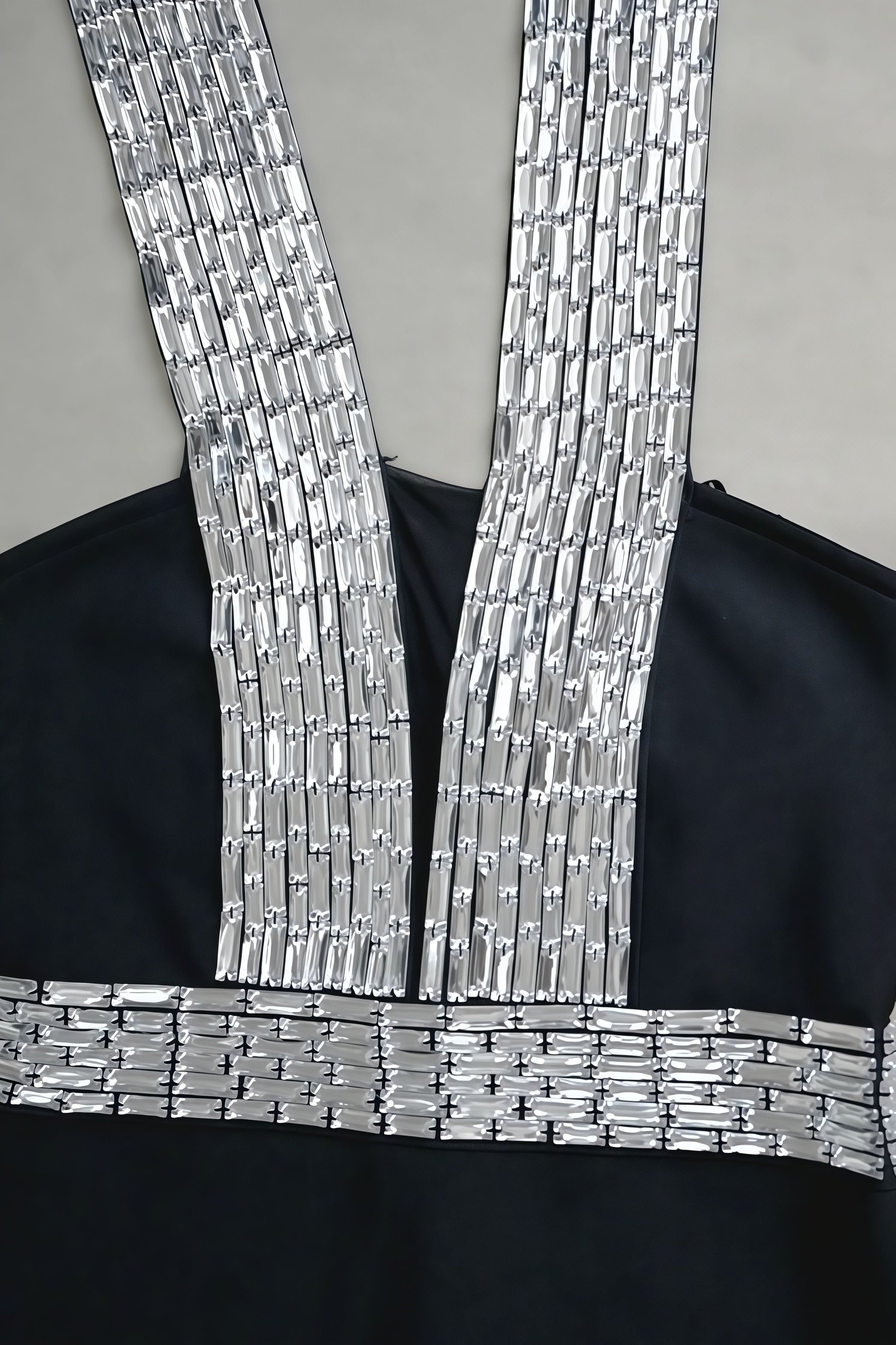 Ierra Black Diamond Studded Backless Maxi Dress - View 5