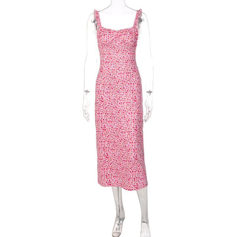 Floral Spaghetti Strap Ruffle Slip Midi Dress 6