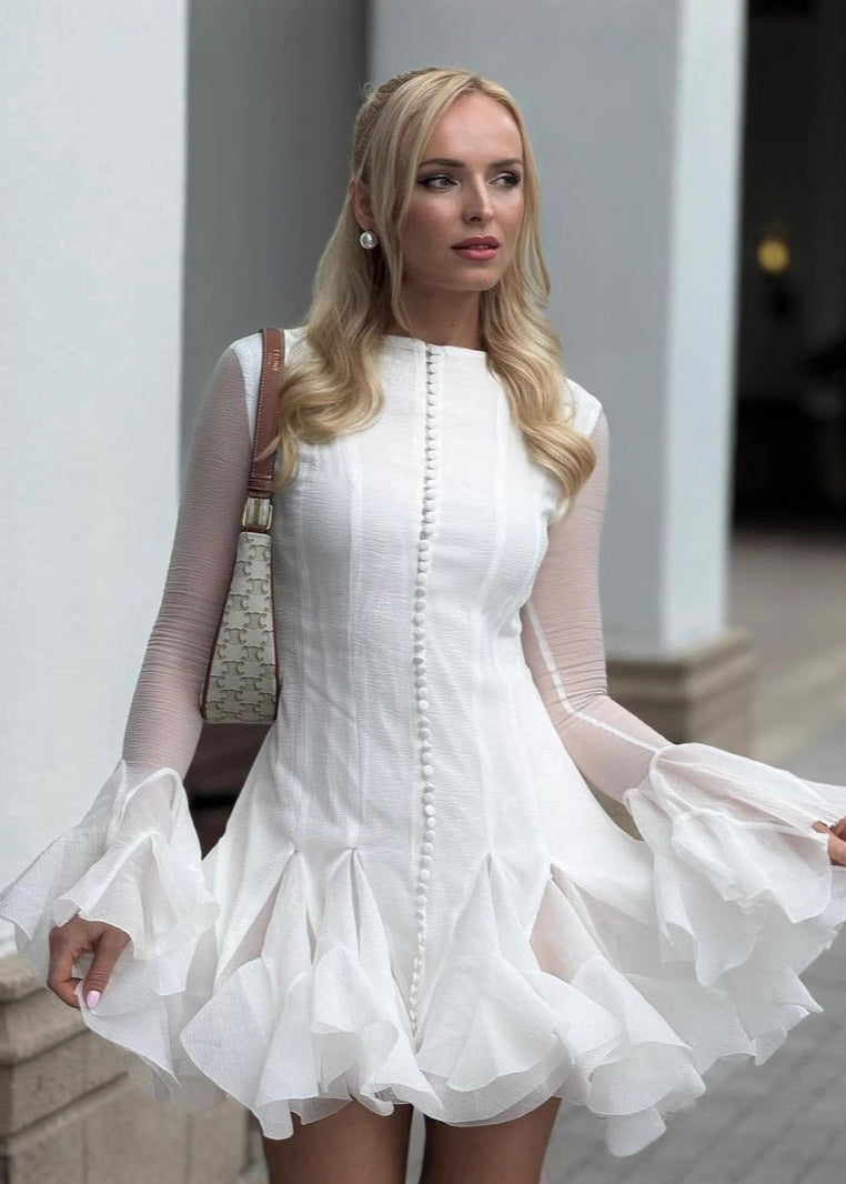 Celeste - Sheer Sleeve Ruffle Mini Dress 3
