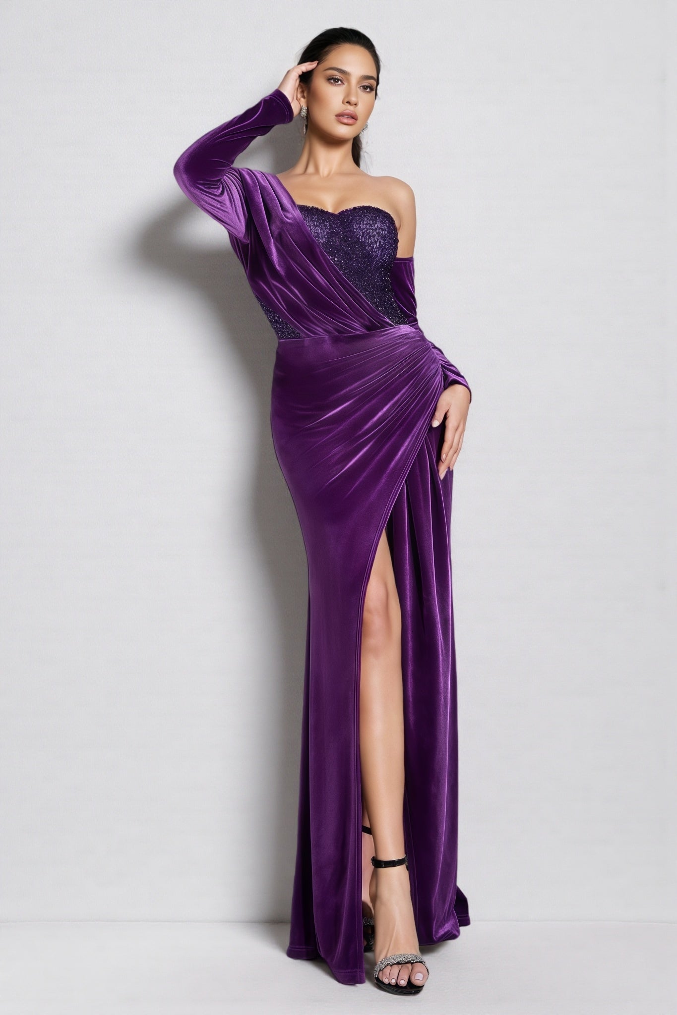 Lopez Purple Sequin Maxi Dress - View 2