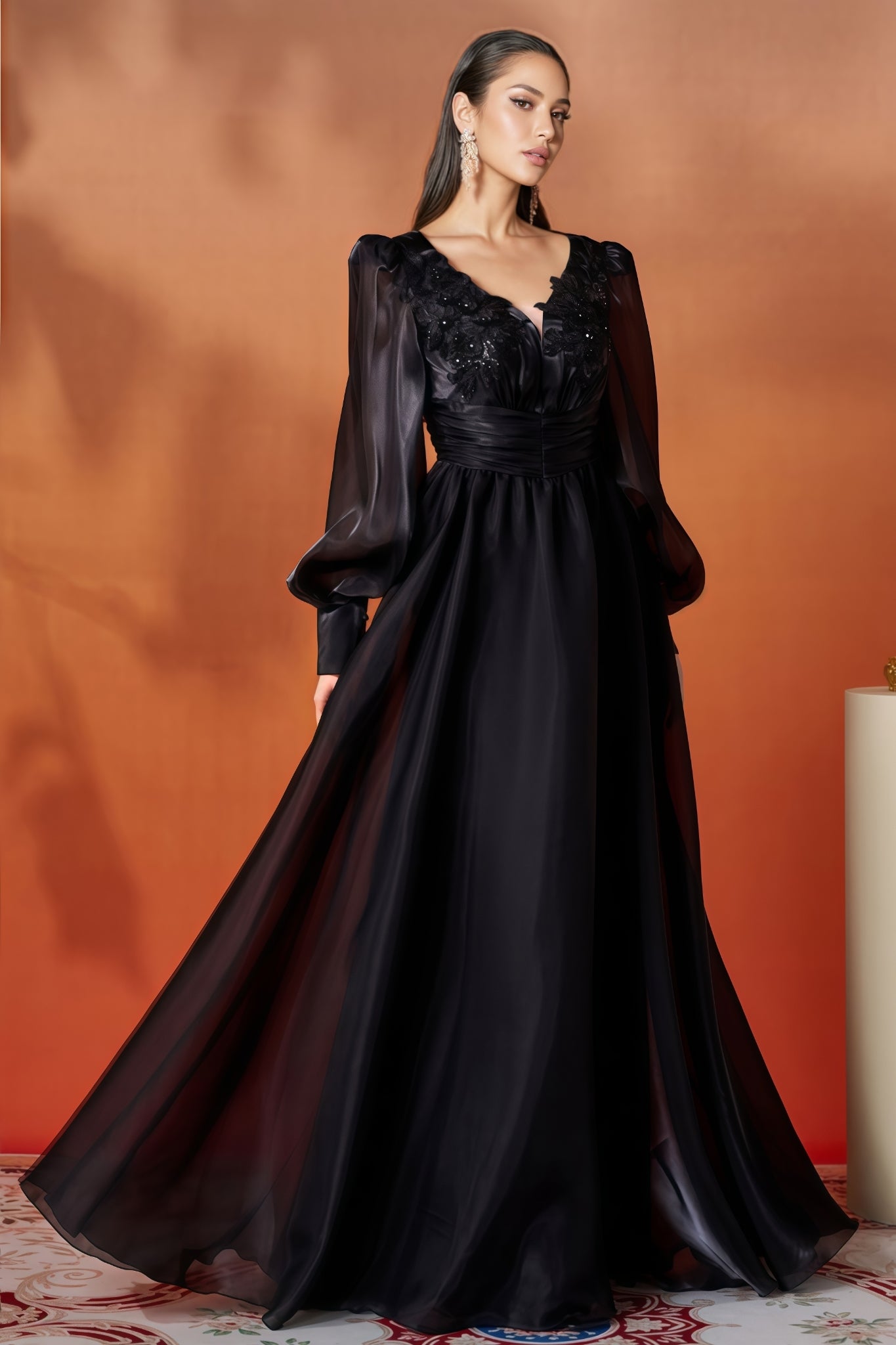 Opal Black V-Neck Lace Maxi Dress - View 4