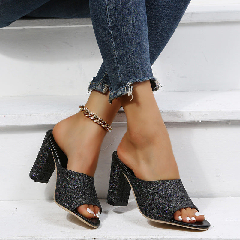 Get Ready Sequin Mule Heels