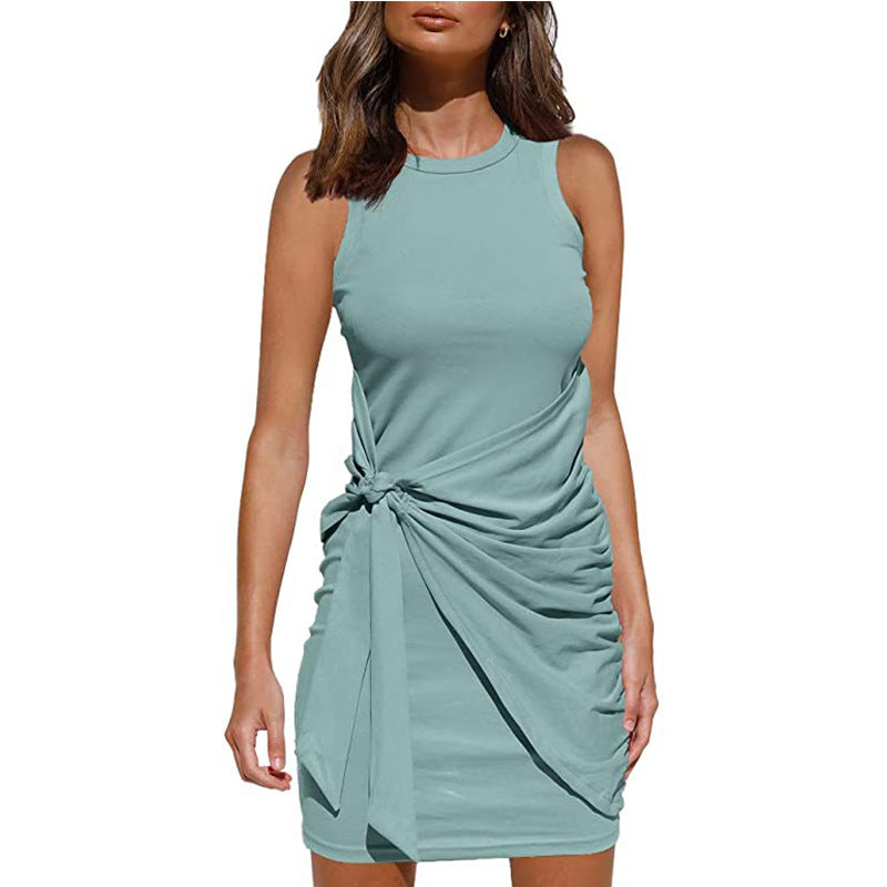 Rosalía Exclusive Women's Sleeveless Twisted Draped Mini Dress Everyday Luxe Edit