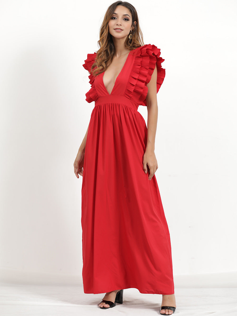 Bodhi Tiered Ruffle Maxi Dress Wine