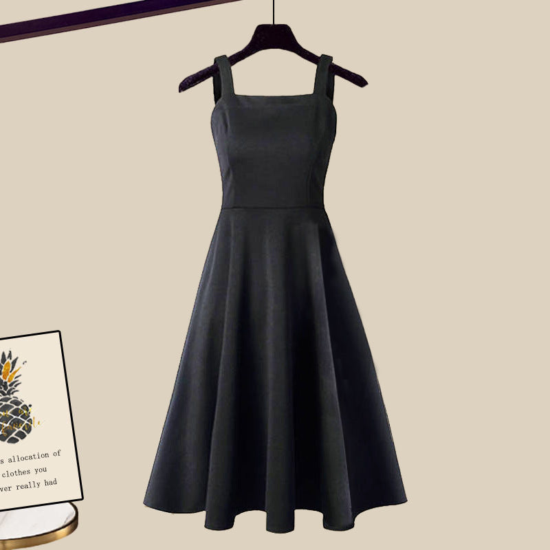 Sleeveless Slip Dress and Cropped Sweater Two Piece Set