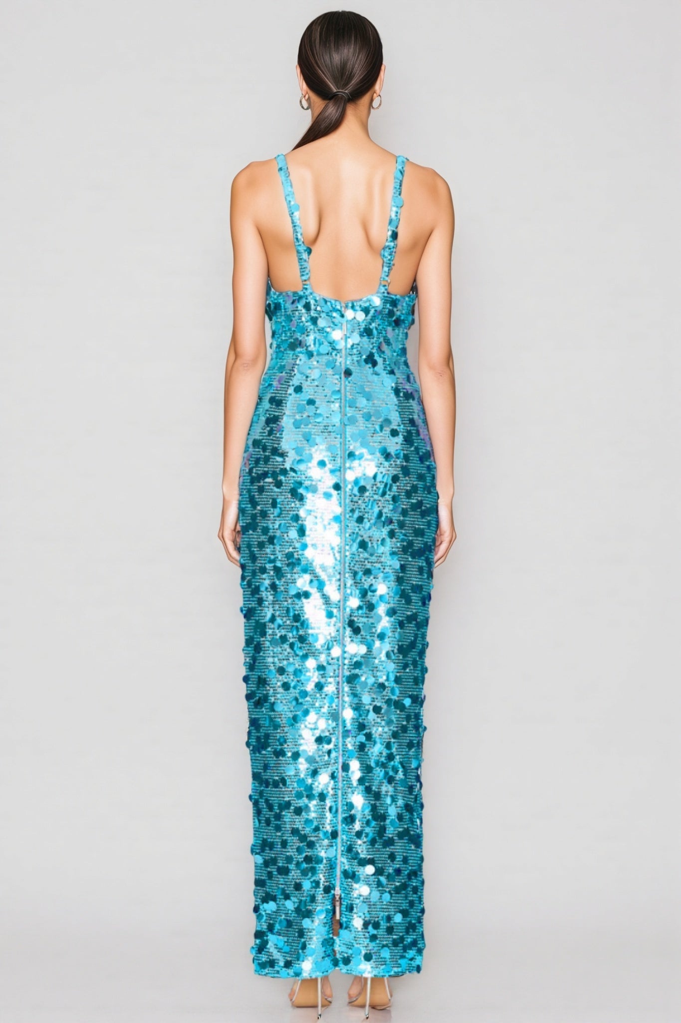 Ellis Sequin Deep V Strapless Maxi Dress - View 4