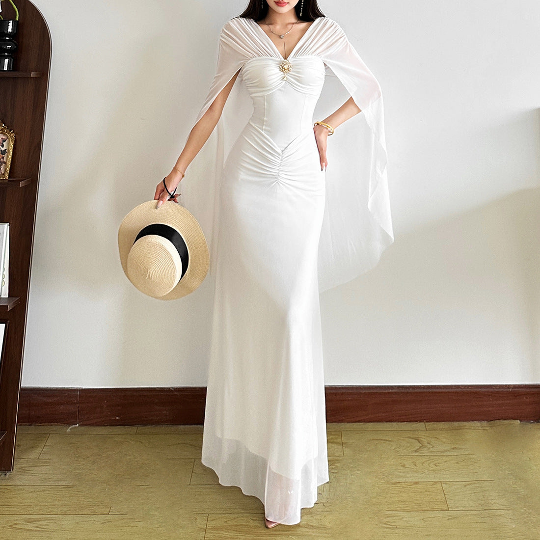 Autumn Winter Mesh Stitching off Shoulder Tight Sheath Dress - View 2