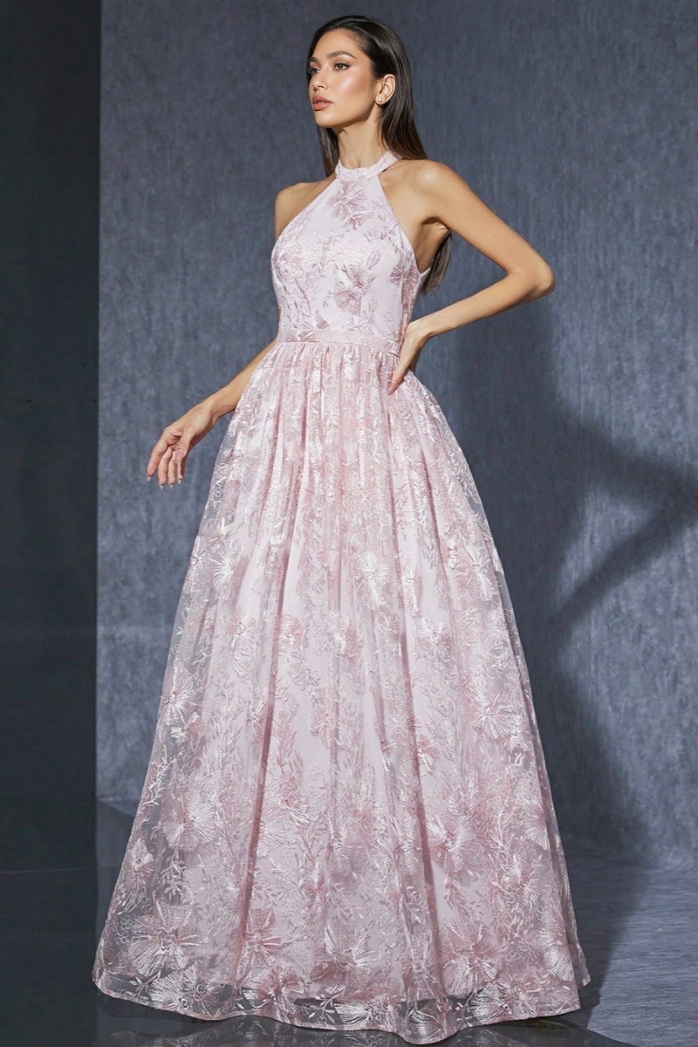 Bea Neckline Pink Mesh Maxi Dress - View 4