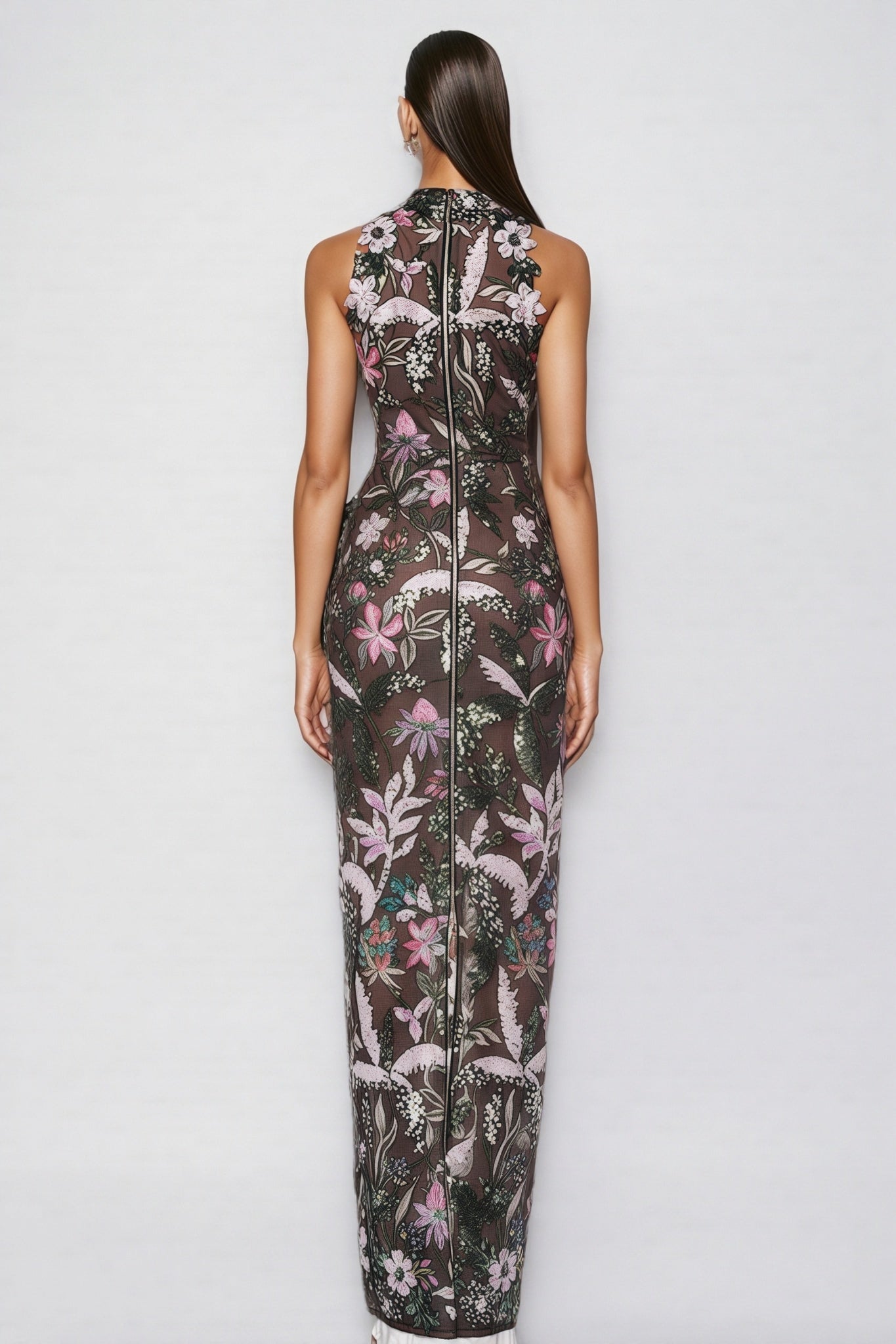 Charkd Lace Embroidered Flower Maxi Dress - View 3