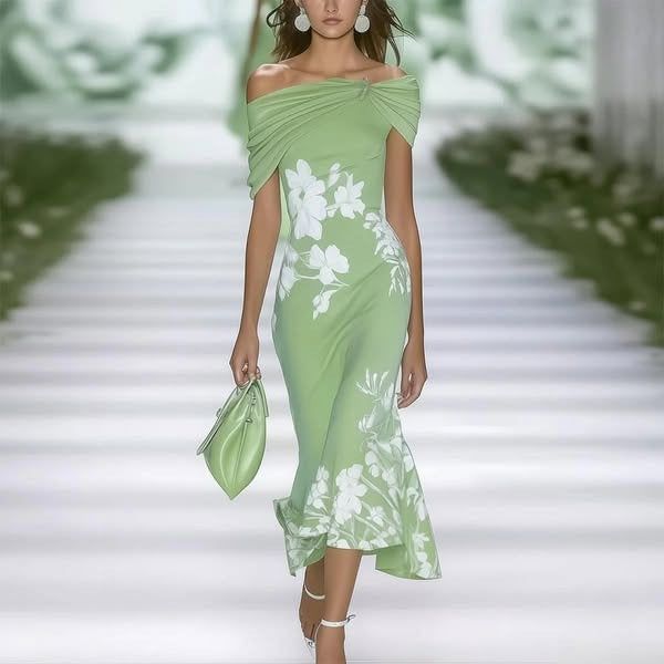 Floral Off Shoulder Mermaid Midi Dress 4