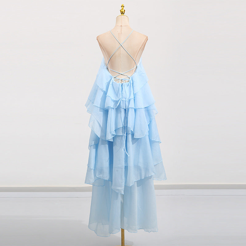 Chiffon One Shoulder Tiered Ruffle Maxi Gown 4