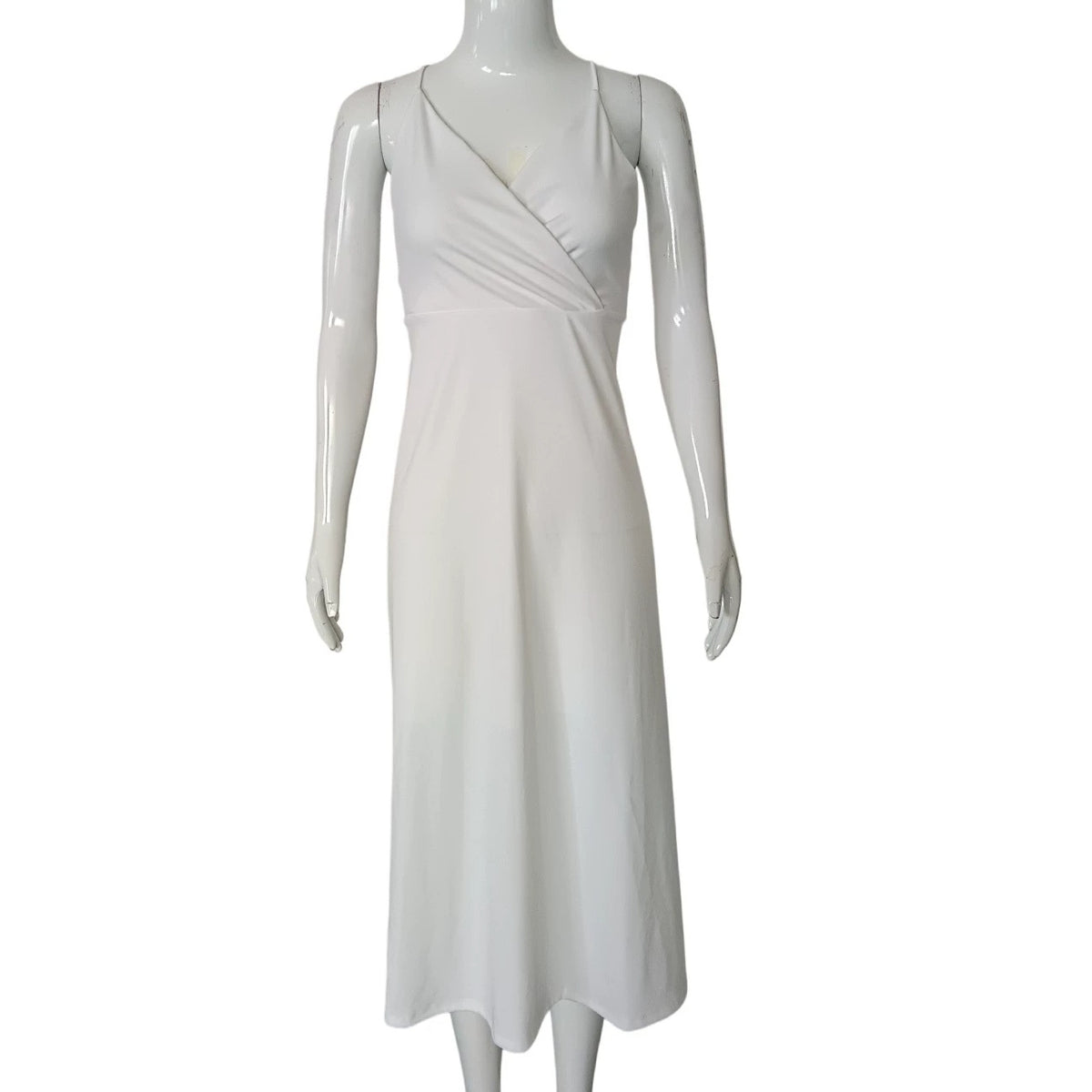 Satin Cross Back Spaghetti Strap Bow Tie Back A-Line Midi Dress 5