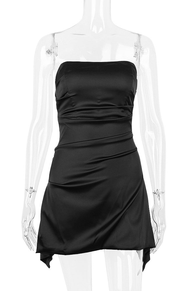 Satin Strapless Ruched Corset Party Mini Dress