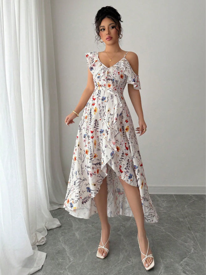 María Aesthetic Fernanda Women's Blouse Dress with Asymmetric Hem and Ruffle Details Elevated Occasion Wear