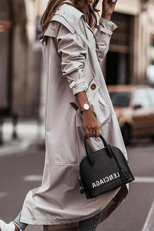 Single Breasted Pocket Belted Trench Coat