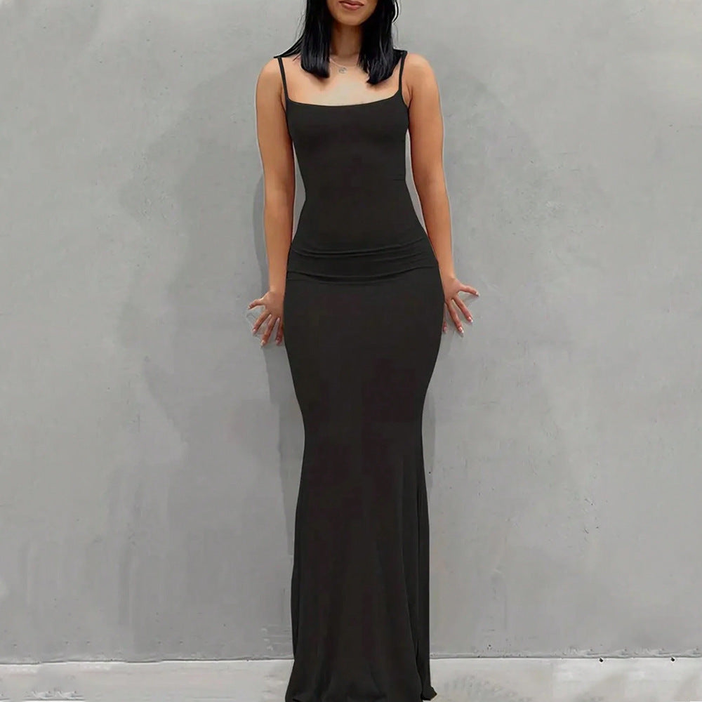 Women Clothing Skims Dress Casual Slim Strap Home Dress Maxi Dress