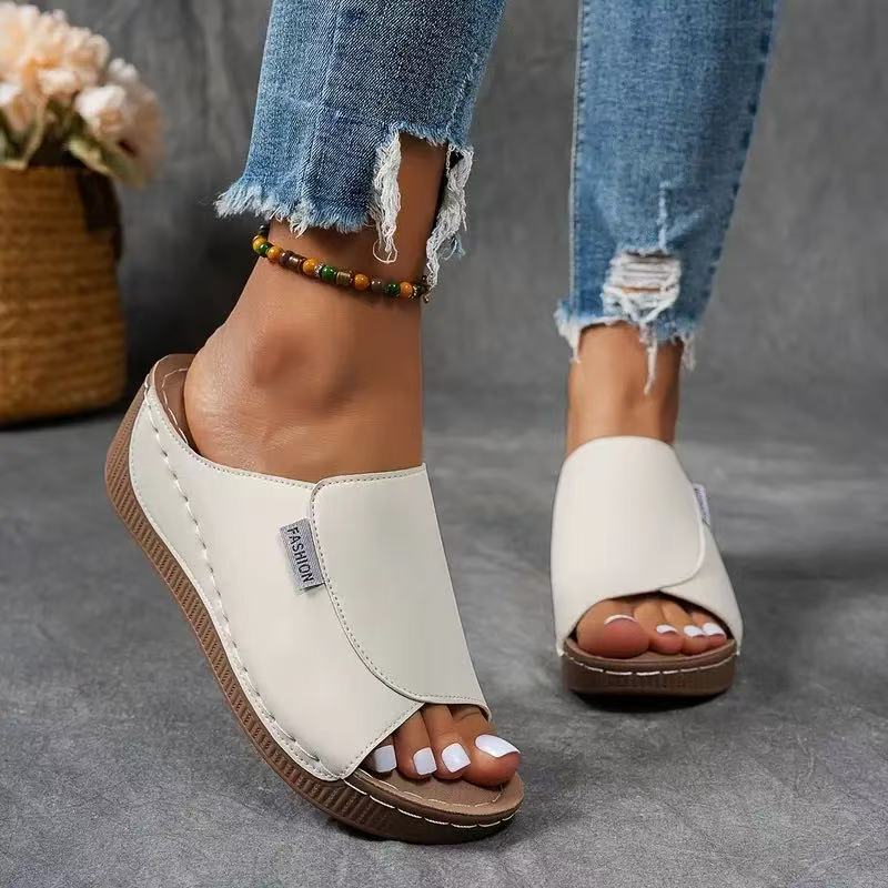 Open Toe Slip On Platform Wedge Slide Sandals 2