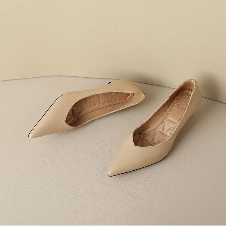 Pointed Toe Slip On Kitten Heel Pumps