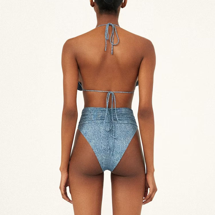 Denim Drip Bikini - Blue