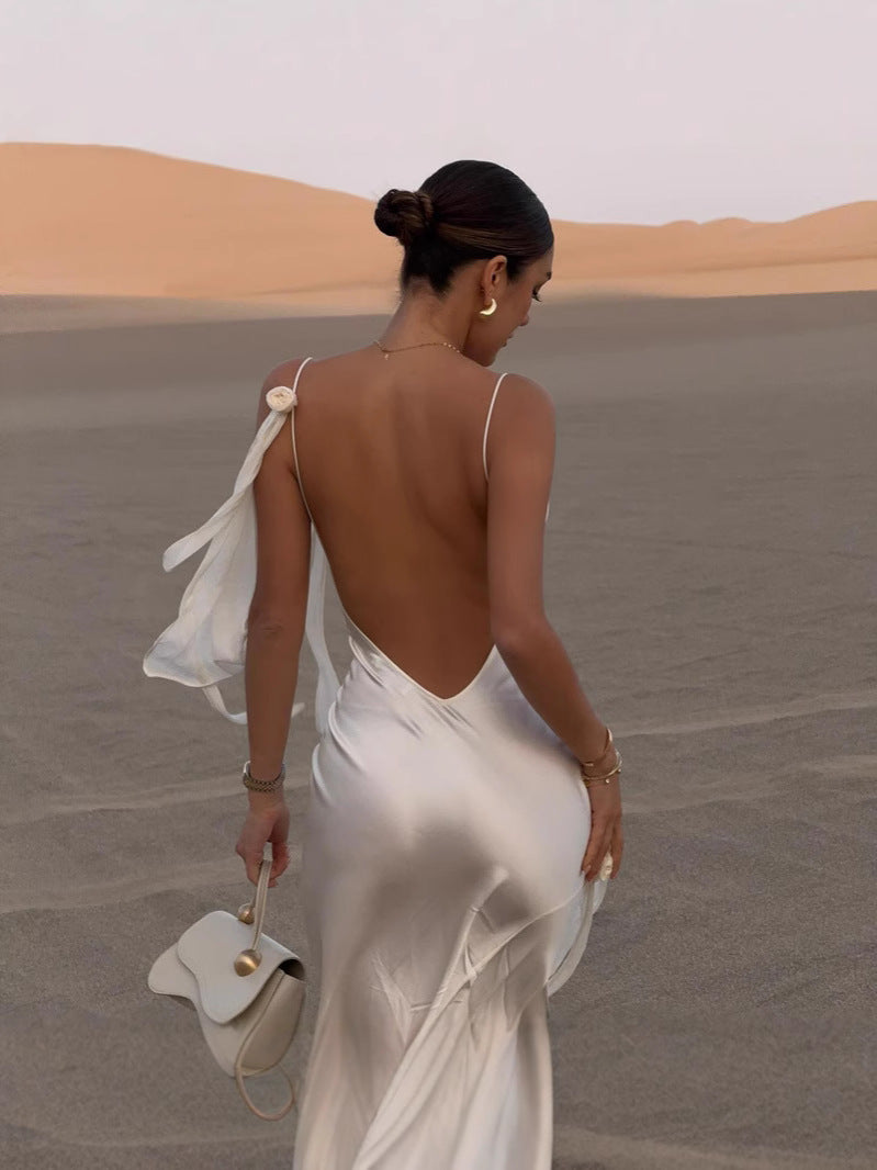Satin Halter Maxi Dress - View 4