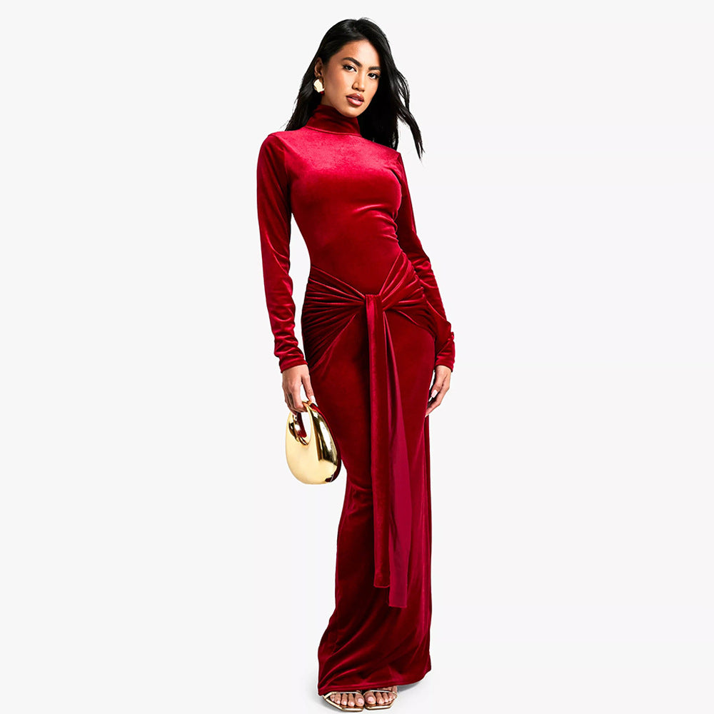 Restaurant Gorgeous Velvet Maxi Dress - View 3