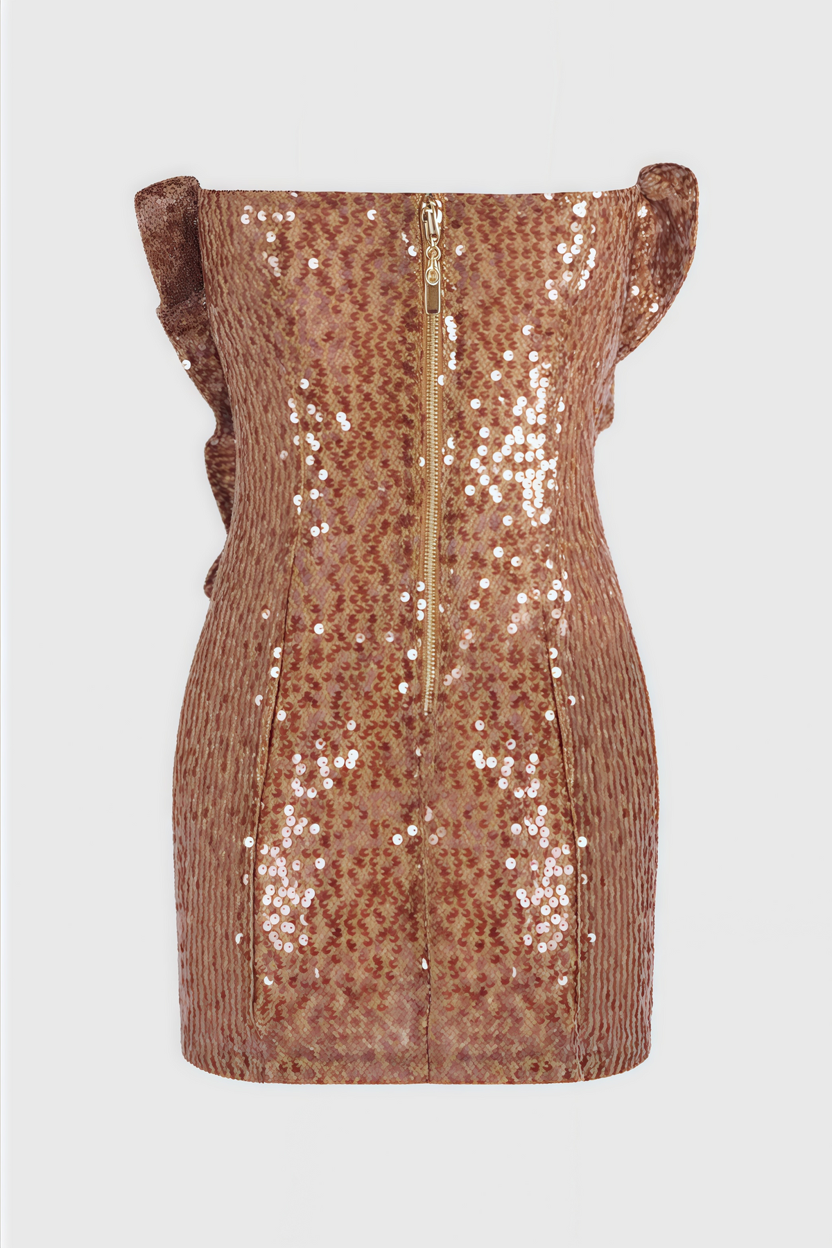 Sequin Strapless 3D Rosette Ruffle Bodycon Mini Dress - View 8