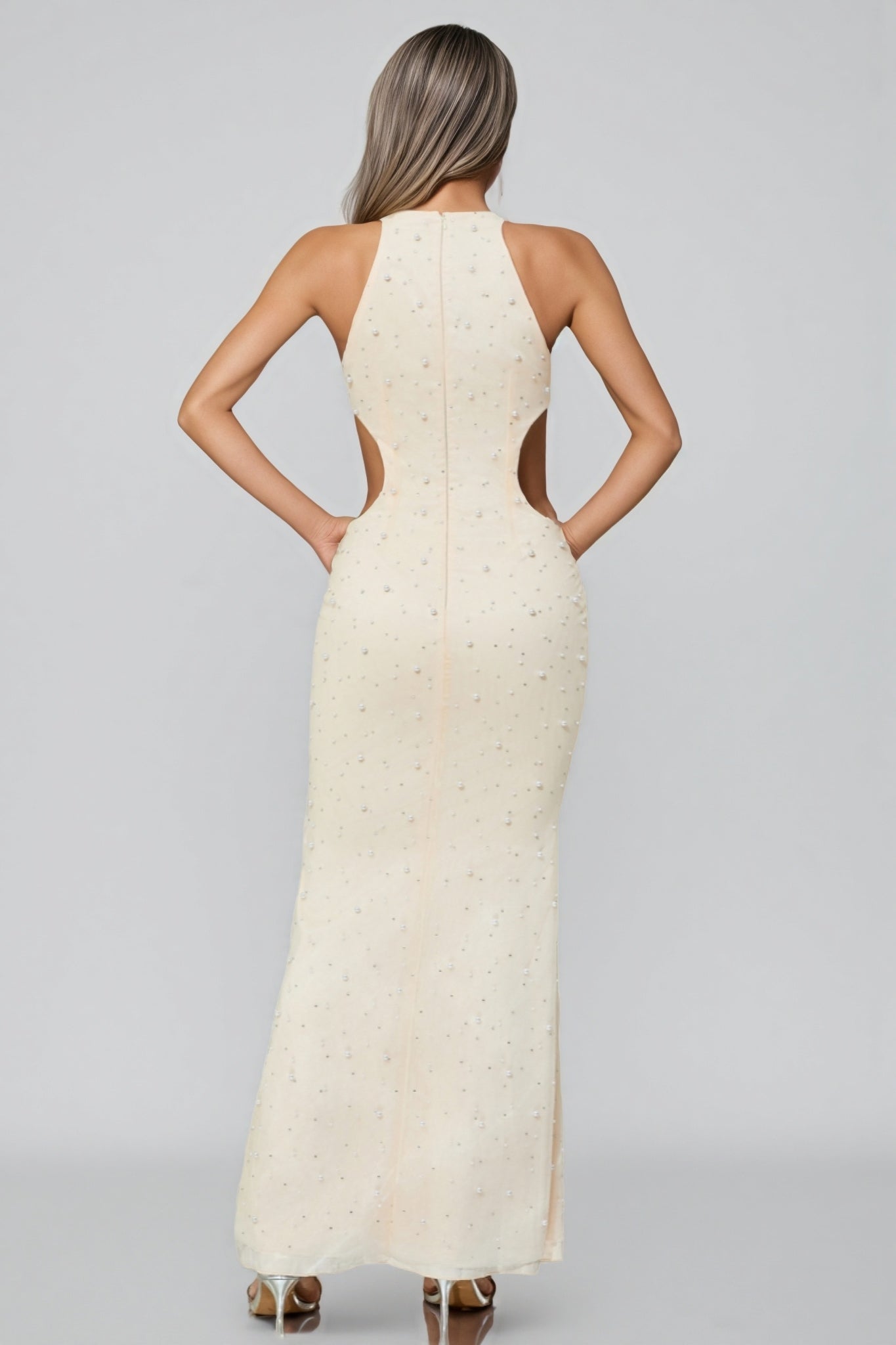 Brucese Neckless Backless Beaded Maxi Dress - View 6