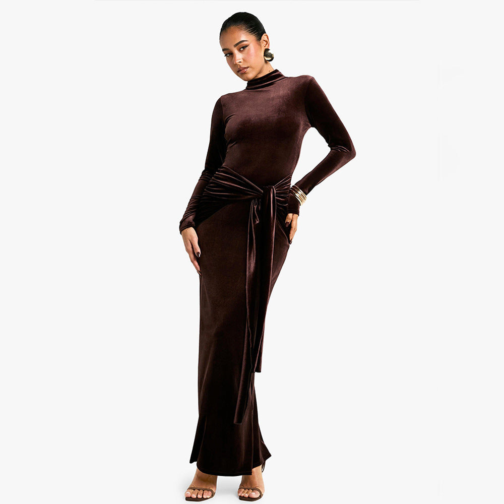 Restaurant Gorgeous Velvet Maxi Dress - View 2