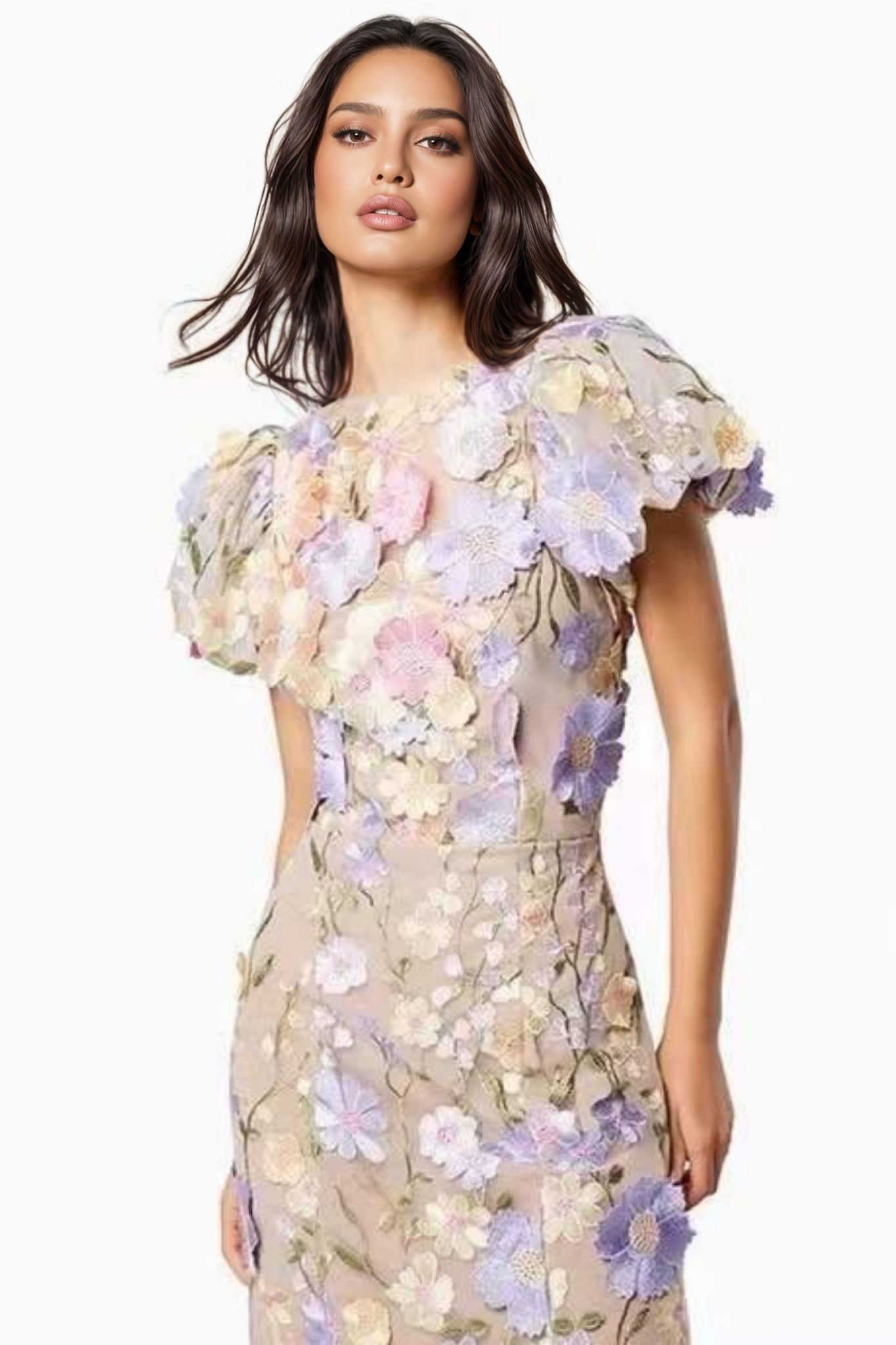 Verity 3D Lace Maxi Dress - View 5