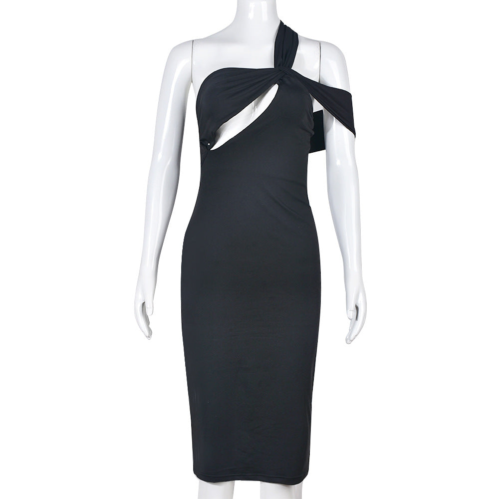 One Shoulder Twist Cut Out Ruched Bodycon Midi Dress 5