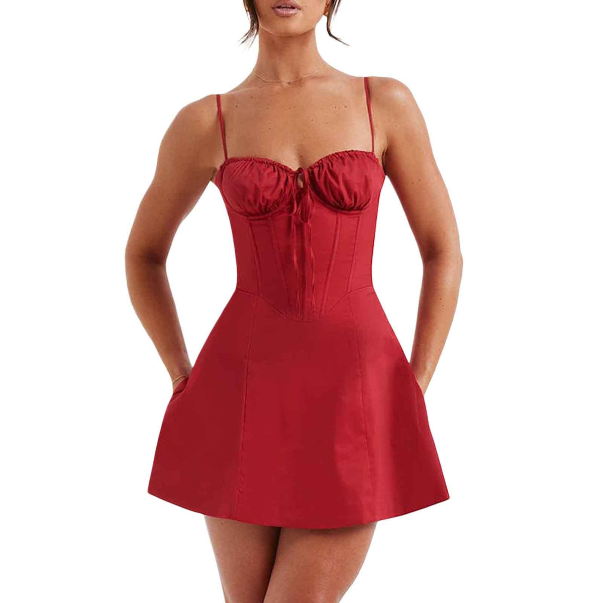 Floral Spaghetti Strap Bustier A-Line Mini Dress 3