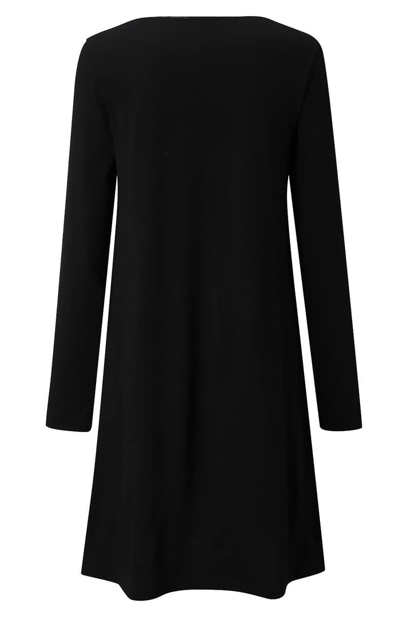 Diana Statement Long Sleeve V Neck Dress with Scalloped Hem Boutique Collection