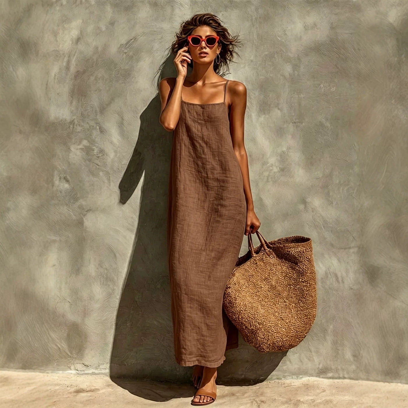 Square Neck Spaghetti Strap Maxi Dress 4
