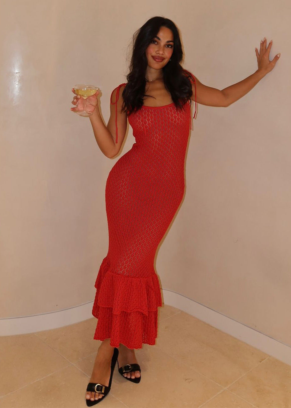 Sienna Lace-Up Knit Maxi Dress - View 2
