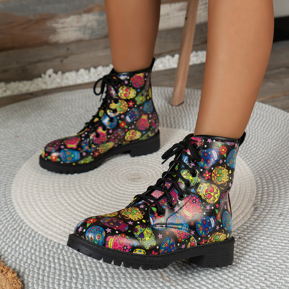 Halloween Cartoon Print Martin Boots