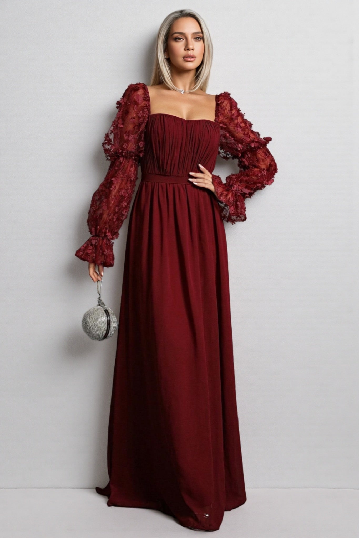 Wera Mesh Square Neck Maxi Dress - View 4